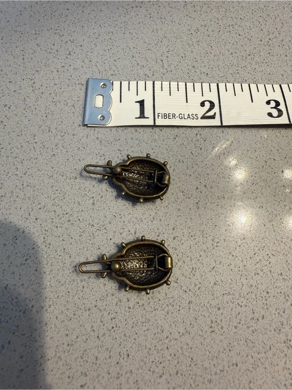 Antique Brass Ladybug Charm Pair with Red Enamel Vintage Barettes